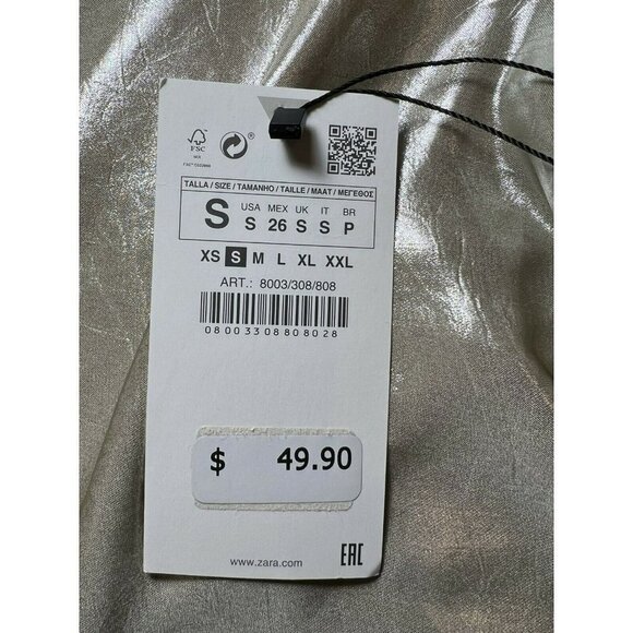 Zara Satin Bodycon Dress Spaghetti Strap Backless Cami gold Metallic Mini Dress - Picture 8 of 9
